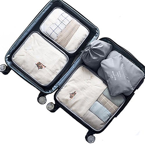 6 Set Packing Cubes,Travel Luggage Organizer-3 Travel Cubes + 3 Pouches