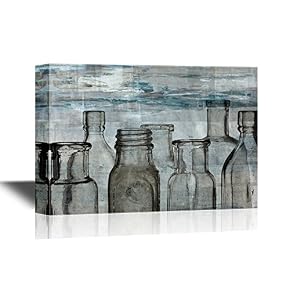 Empty Glass Bottles on Abstract Background