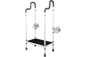 CIAO STILISTA FSA Eligible, Step Stool for Bathtub With Handle, Non-slip Bathroom Safety Steps for Senior, Heavy Duty Step Stool for Elderly, Bath Step with Adjustable Assist Handles, Wide Platform, Support 500 LBS