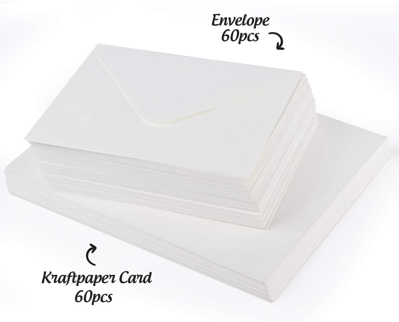 Mocraft 60 Blank Cards and Envelopes White Invitation Envelopes with Folding Plain Cards for Making Wedding Invitations Birthday - Image 4