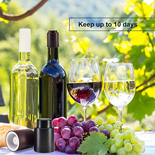 Vacuum Wine Stoppers,Wine Bottles Sealers Preservers,Vacuum Beverage Bottle Saver with Inner Rubber,Remove Air and Vacuum Seal Opened Wine Bottle for 7-14 Days - Thumbnail 2