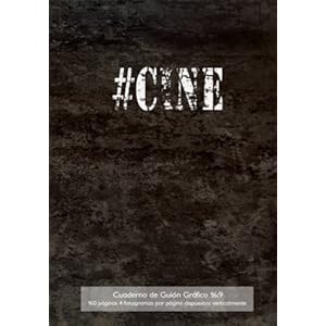 Cuaderno de Guión Gráfico 16:9 120 páginas con 4 fotogramas por página dispuestos verticalmente: 17,78 x 25,4 cm Cuaderno con tapa en negro grunge
