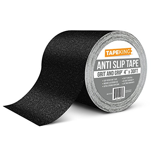 Tape King Anti Slip Traction Tape - 4 Inch x 30 Foot - Best Grip, Friction, Abrasive Adhesive for Stairs, Safety, Tread Step, Indoor, Outdoor - Black