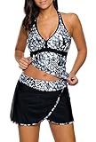 Dokotoo Womens Print Tankini Tops Two Piece Swimsuit with Skirted Bottom