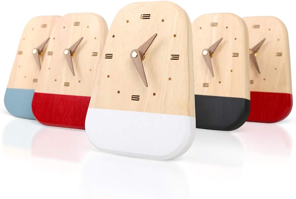 HROOME Modern Small Desk & shelf Clock Battery Operated Silent Non