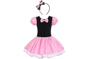 IBTOM CASTLE Toddler Girl Polka Dots Party Fancy Costume Tutu Dress up Dance Leotard Gymnastic Cosplay Cartoon Ear Headband