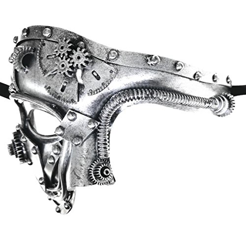 CCUFO Steam Punk Phantom of The Opera Vintage Silver Mechanical Men Venetian Mask for Masquerade/Party/Ball Prom/Mardi Gras/Wedding/Wall Decoration… - Thumbnail 2