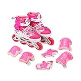 Tuko Adjustable Inline Skates for Girls with Protective Pads (Little Kid 12M/13M/1M)