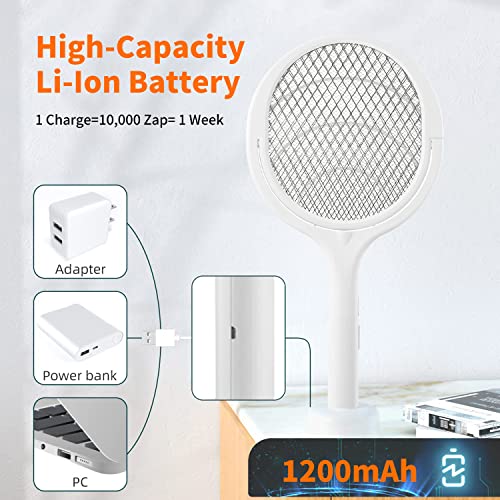 Dailytop Electric Fly Swatter, Rotatable Indoor Bug Zapper Racket, USB