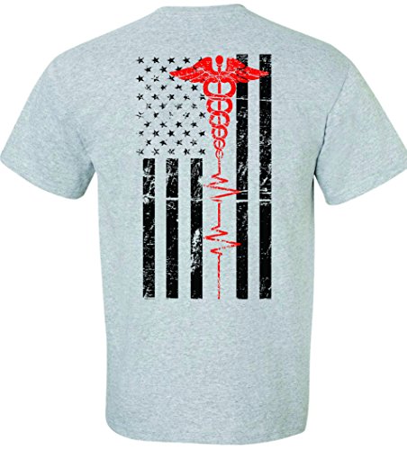 Patriot Apparel Nurses Thin Red Line EMT First Responder Paramedic Nurse Men's Unisex Mens Fit T-Shirt Design (2X-Large, Sport Grey)