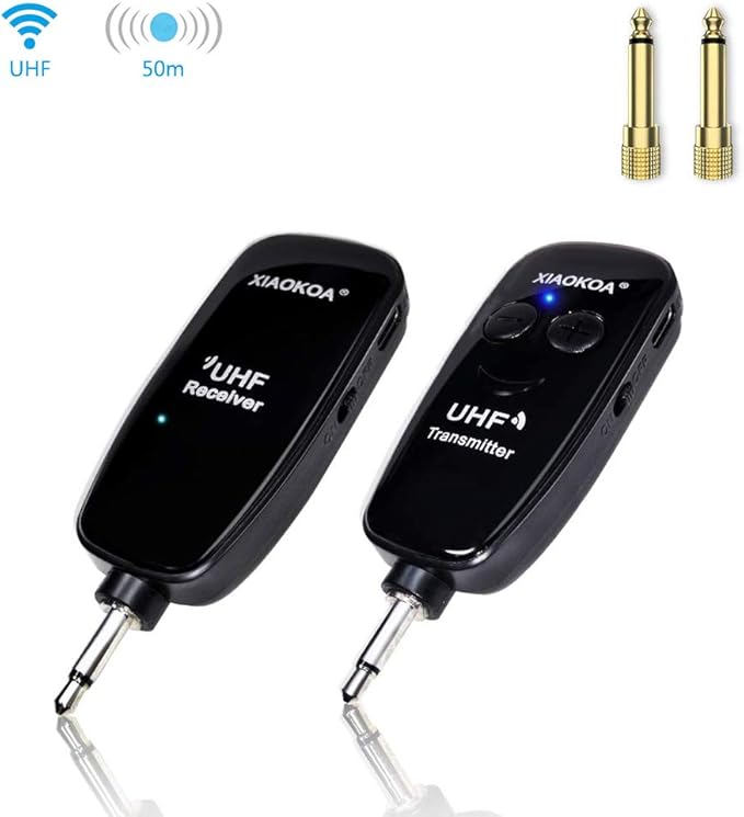 XIAOKOA Wireless Transmitter and Receiver,UHF Wireless Electric Guitar Transmitter Receiver