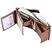 IVESIGN Mens Genuine Leather Wallet RFID Blocking Travel Wallet Trifold/Bifold Credit Card Holder Large Capacity (Brown)