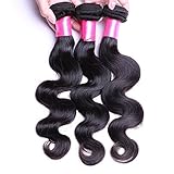 DFX Hair (TM) 8~30 inches Brazilian Virgin Human Hair Extension Body Wave, Pack of Three, 100g/Bundle, 6A Natural Color Weft