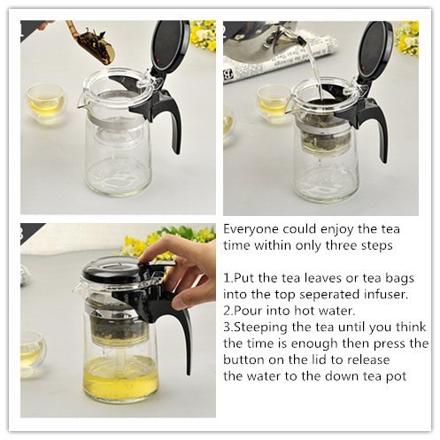 KLS Loose Leaf Tea Maker With Glass Teapot, Patented Simple Structure Built in Infuser and Convenient Cleaning Filter, Portable Tea Pot With Strainer, Loose Leaf Teapot With Tumbler Infuser - 750ML