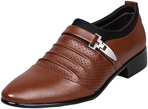 missfiona Mens Single Monk-Straps Punched Cap-Toe Oxfords Dress Formal Shoes for Summer Slip On(12, Brown)