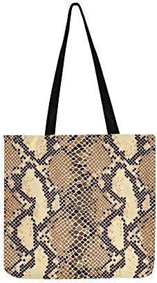 Different Snake Skin Canvas Tote Handbag Shoulder Bag Crossbody Bags Purses for Men and Women Shopping Tote