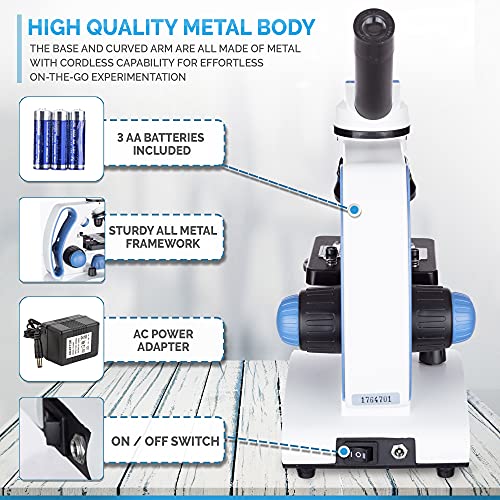 AmScope Deluxe Student Microscope Set 40X1000X Dual Light, Glass