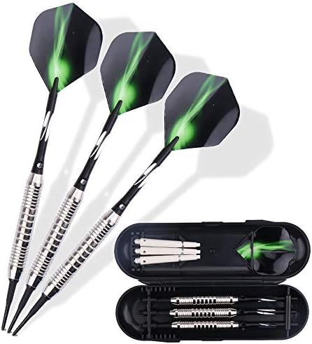 Professional Tip Darts with Delicate Case-Metal Shaft Barrel,Darts Set-Steel Tip/Nylon Soft Tip, Purple Blue Green Yellow Black 6Pack/3Pack, 18Grams/23Grams, Suitable for Electronic Dart Bo