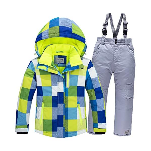 JELEUON Girls Boys Kids Winter Warm Outdoor Mountain Waterproof Windproof Snowboarding Skiing Jackets Snow Ski Bib Pants…