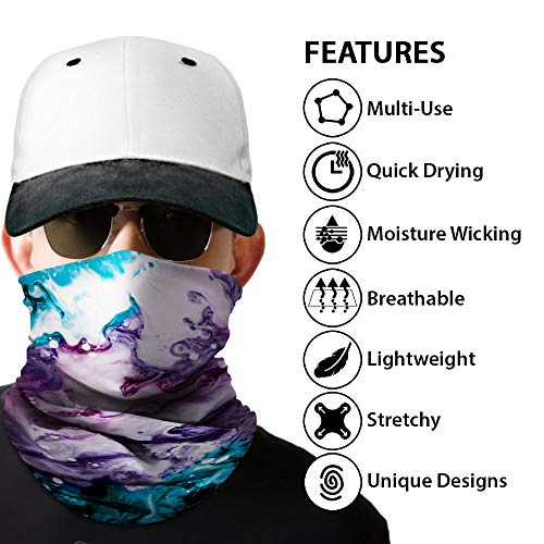 WIRESTER Bandana Mask, Headwear, Scarf for Running, Cycling, Fishing, UV Protection - Purple Mixed Oil Paint, Medium