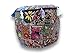 Round Patchwork Embroidered Multi Ottoman Pouf Bohemian Indian Decorative, Size 13 X 16 X 16 Inches