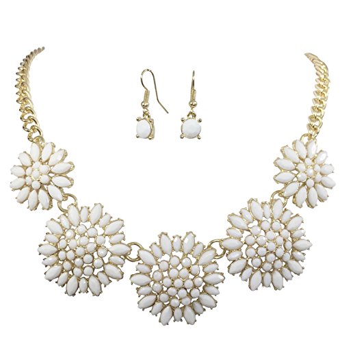 5 daisy dot flower cluster bubble gold tone boutique st…