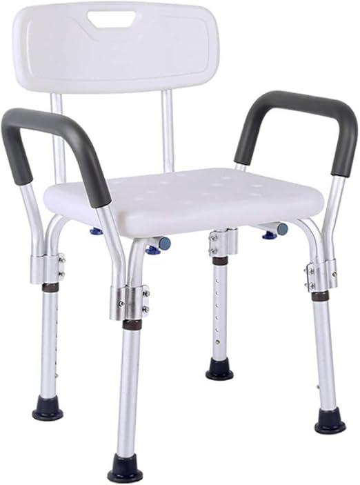 Adjustable shower chairs with armrests and backs White nonslip shower