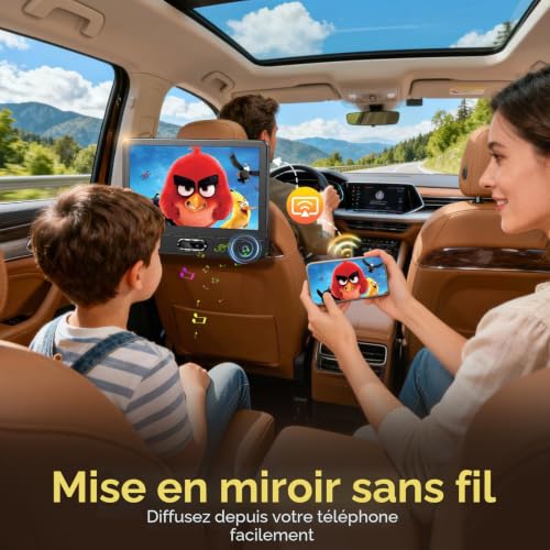 Arafuna 12 Inch Car DVD Player with HDMI for Game Console, AV Out, Portable Car DVD Player for Children, Car Screen Headrest, Support USB/TF Card 128GB, Video 1080P