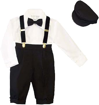baby boy newsboy hat and suspenders