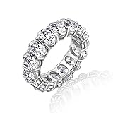 Diamonbliss Platinum Clad Cubic Zirconia 100-Facet Oval Eternity Band Ring
