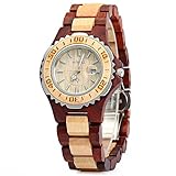 GearBest BEWELL Wooden Women Quartz Watch with Luminous Hands Metal Case 30M Water Resistance