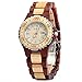 GBlife Bewell ZS-100BL Handmade Wooden Women Quartz Watch Metal Case Retro Wrist Watch (ZEBRAWOOD)