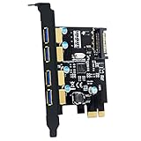 Mailiya PCI-E to USB 3.0 4 Port PCI Express Expansion Card (PCIe Card),Superspeed USB 3.0 Card with 15-Pin Power Connector for Desktops,Super Speed Up to 5Gbps
