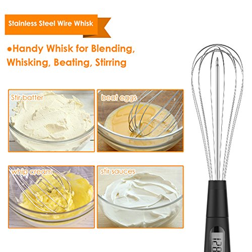 Meat Thermometer, COMFYER 2 In 1 Food Cooking Instant Read Thermometer With Stainless Steel Wire Whisk, 6.5 Inch Probe For Candy BBQ Grill Kitchen Smoker Oven Fry Food Milk Homebrewing