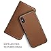 Zover iPhone X Case Detachable Genuine Leather Wallet Case With Auto Sleep/Wake Function Support Wireless Charging Magnetic Car Mount Holder Kickstand Feature Magnetic Closure Gift Box Brown
