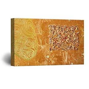 Canvas Wall Art - Abstract Golden Painting Color Composition - Giclee Print Gallery Wrap Modern Home Art Ready to Hang - 12x18 inches