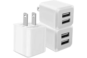 REKNA 3- Pack, USB Wall Charger, Dual Port USB Cube Power Adapter Charger Plug Block Charging Box, Dual Port Wall Fast Charging Adapter, Compatible for i Phone 15 14 13 12 11