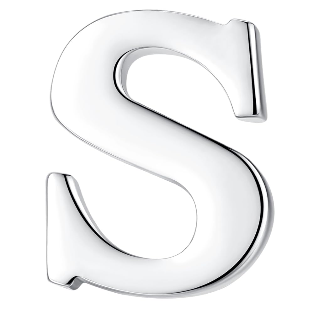 HONEY BEAR 1pc Alphabet Letters A to Z Collar Brooch Label Pins Badge for Mens' Suit/Women's Shirt for Business Gift,Silver S 0.59in