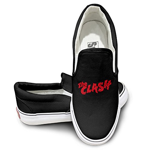 HRRONA The Clash Rock Band Fashion Sneakers Shoes Baseball Black Size 41
