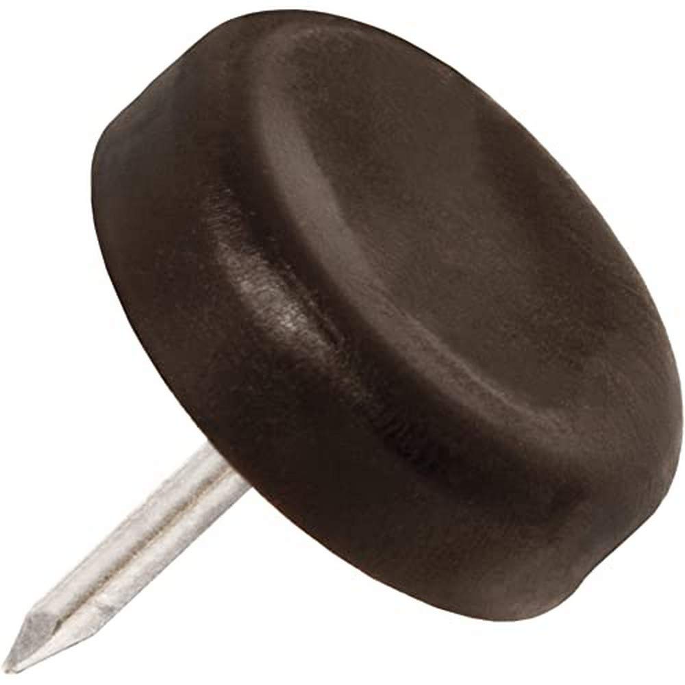 Adsamm® / 32 x Glides in plastic with nail | Ø 0,79'' (Ø 20 mm) | brown | round | Premium quality furniture sliders with nail by Adsamm®