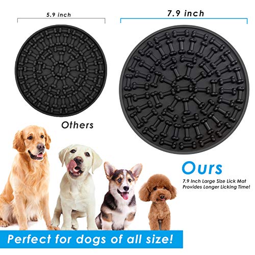URPOWER Dog Lick Mat 7.9 Inch Large Size Dog Lick Pad Strong Suction Slow Feeder Dog Treater