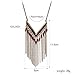Bohemian Vintage Red Beads Gold Long Tassel Pendants Necklace Jewelry For Women Single V Shaped Punk