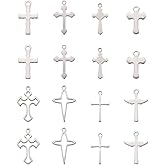 Crafans Stainless Steel Cross Charms Large Hole Crucifix Jesus Ankh Cross Pendant Sideways Cross Dangle Charms for Jewelry Making Easter Crafts