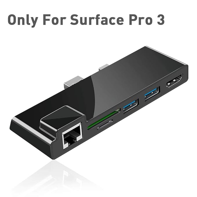 Surfacekit Surface Pro 3 USB-Hub mit 1000M Ethernet-Anschluss, 4K HDMI, 2 x USB 3.0-Anschlüssen, SD/Micro SD Kartenleser, LAN