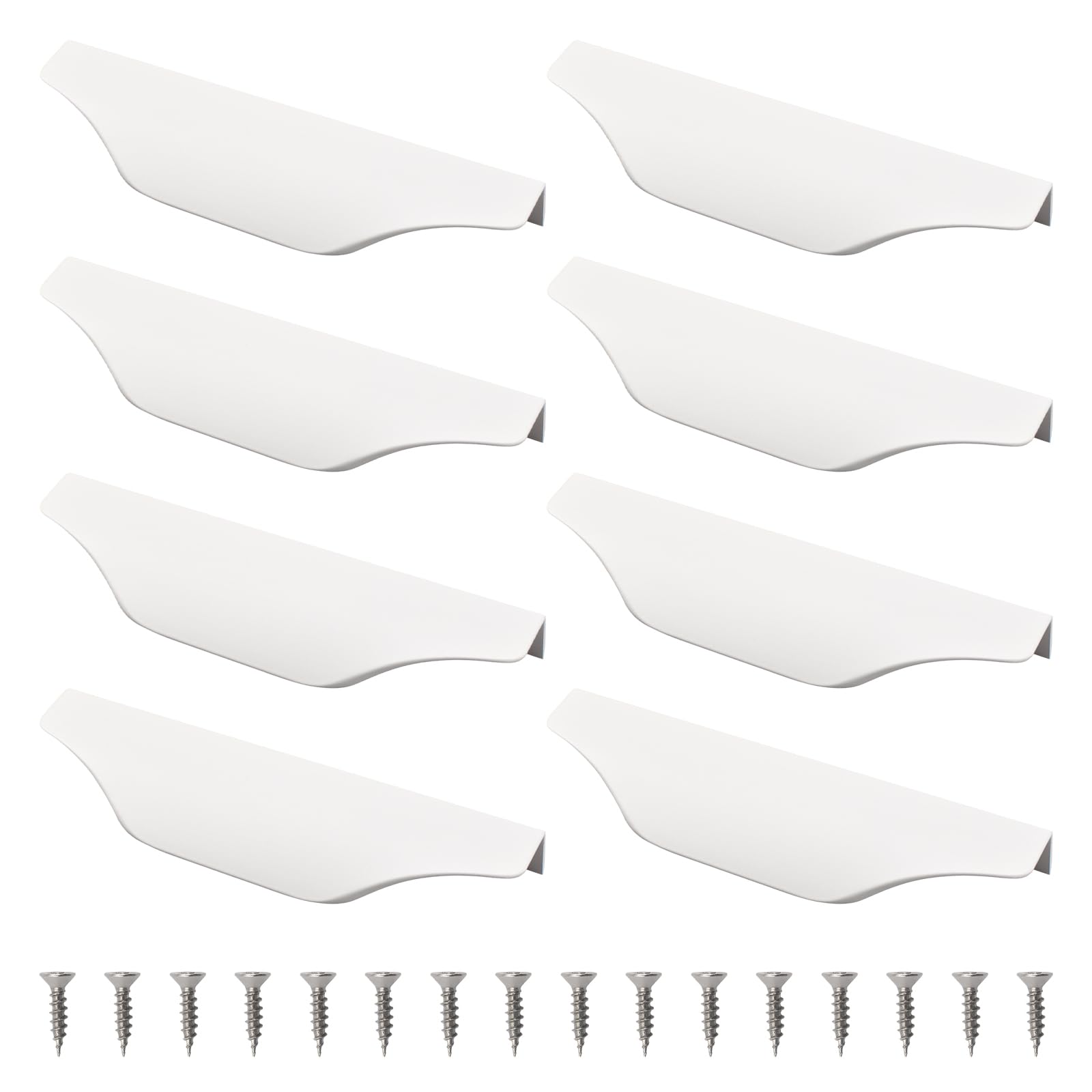 MOROBOR Finger Edge Pull Handle, 8 PCS Mount Finger Pulls Aluminum Alloy Concealed Handle Furniture Drawer Handles for Home Kitchen Door Drawer Cabinet with Screws (150mm/Warm White)