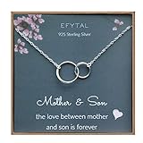 EFYTAL Mother Son Necklace, Sterling Silver Two Interlocking Infinity Circles,Mothers Day Jewelry Birthday Gift