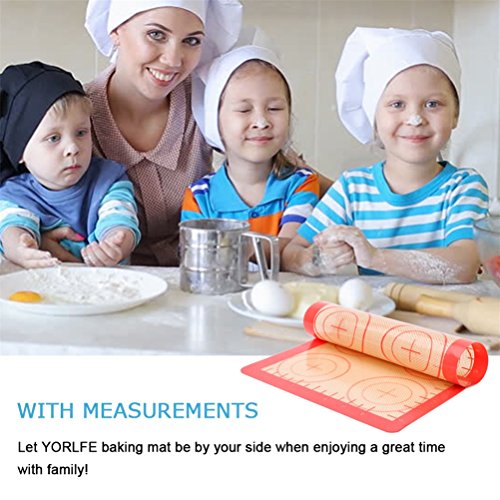 Silicone Baking Mat Set - 2 Pack Non-Stick Silicon Liner for Bake Pans & Rolling with Measurements, Heat Resistant Cookie Sheets for Macaroon/Pastry/Cookie (12" x 9", Red) - Thumbnail 6