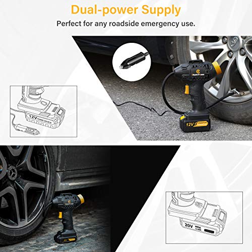 C P CHANTPOWER Cordless Tire Inflator Air Compressor 20V Rechargeable