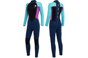Summshall Wetsuits Kids, Youth 2mm Ultra Elastic Neoprene Full Body Suits Long Sleeve Back Zipper Keep Warm Diving Suits for 