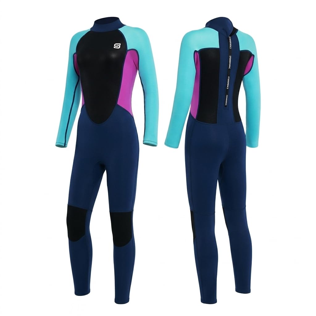 Summshall Kids Wetsuit, 2mm Neoprene Youth Thermal Swimsuit Keep Warm UPF50+ Full Length Wet Suits for Boys Girls Spearfishing,Snorkeling,Surfing, Swimming, Diving